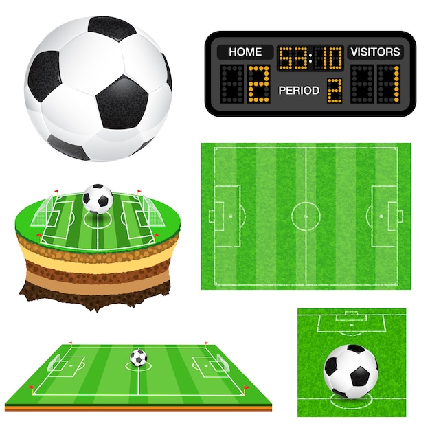 Soccer Football Field Ball and Scoreboard