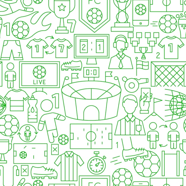 Soccer Football Line Seamless Pattern