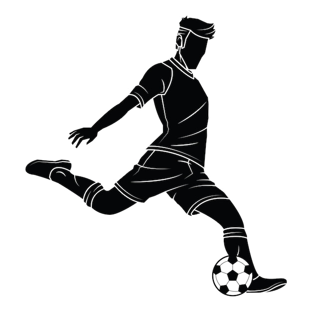 Soccer football silhouettes player