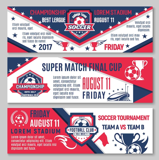 Vector soccer or football sport championship match banner