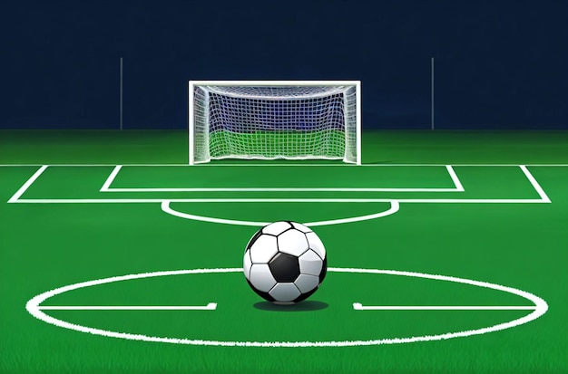 Vector a soccer game with a soccer ball in the middle of the field illustration of a soccer field vector