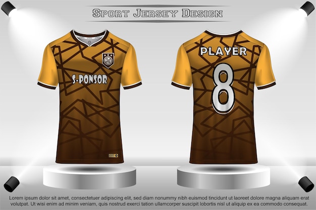 Soccer jersey mockup football jersey design on the podium sublimation sport t shirt design collection for racing cycling gaming motocross