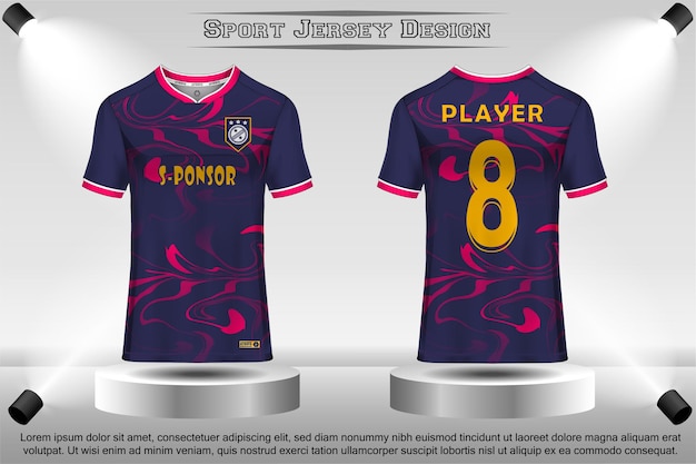 Soccer jersey mockup football jersey design on the podium sublimation sport t shirt design collection for racing cycling gaming motocross