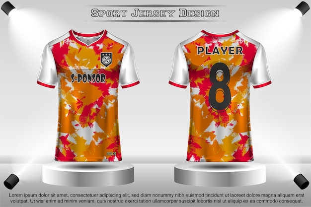 Soccer jersey mockup football jersey design on the podium sublimation sport t shirt design collection for racing cycling gaming motocross