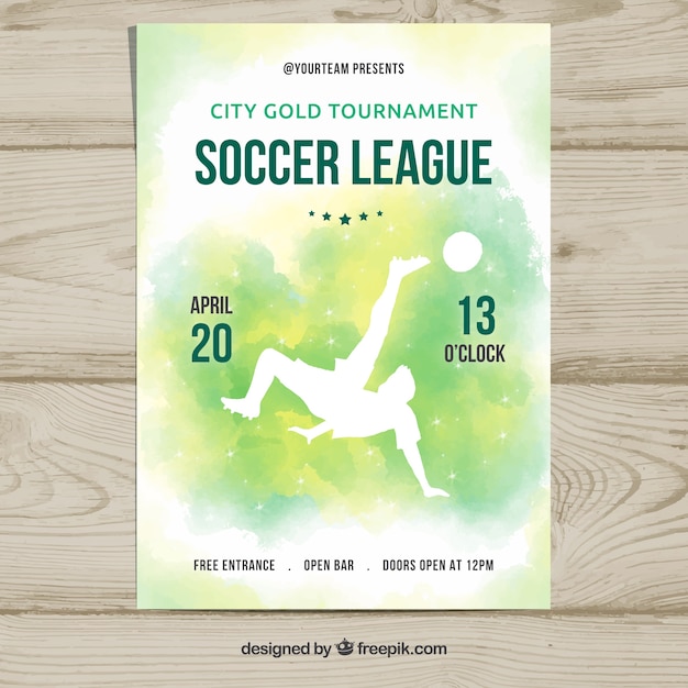 Soccer league flyer with player silhouette