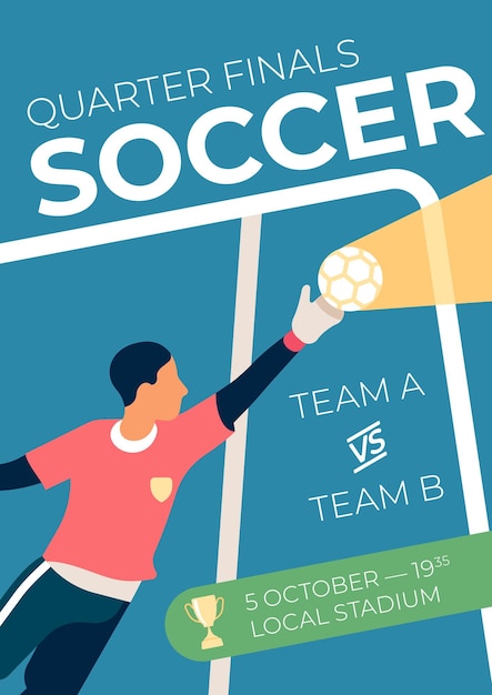 Vector soccer match flyer. championship game poster template