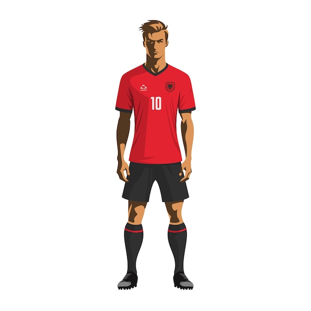 Vector soccer player in albania team uniform