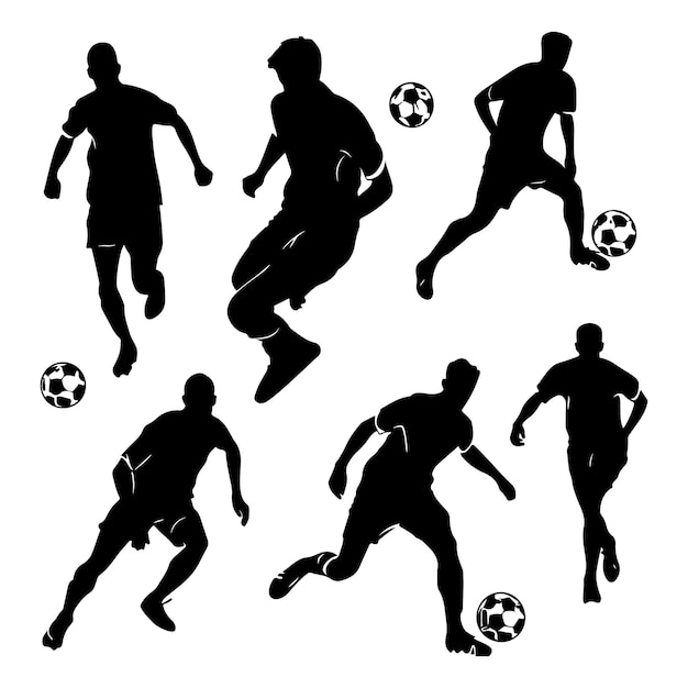 Soccer player black Silhouette vector illustration