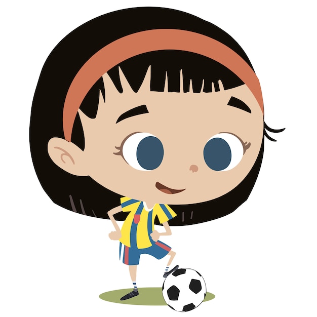 Soccer player girl with ball