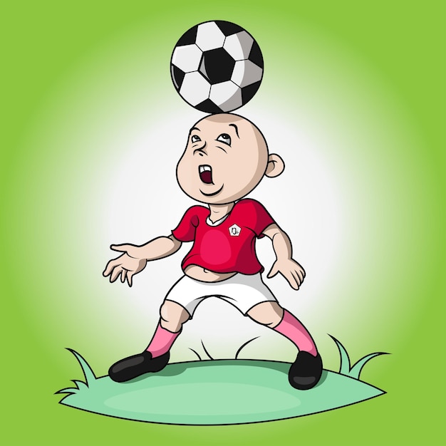 A soccer player heading the ball