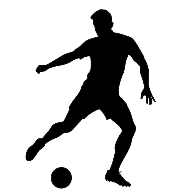 Vector a soccer player kick the ball vector silhouette white background 13