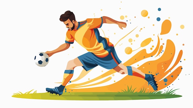 Soccer Player Kicking Ball Vector Illustration on White Background