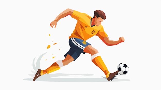 Soccer Player Kicking Ball Vector Illustration on White Background