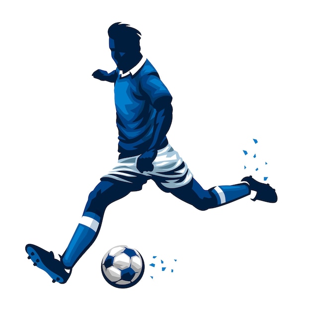 Soccer Player kicking the Ball