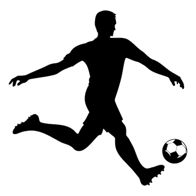 Soccer player silhouette in action Vector illustration