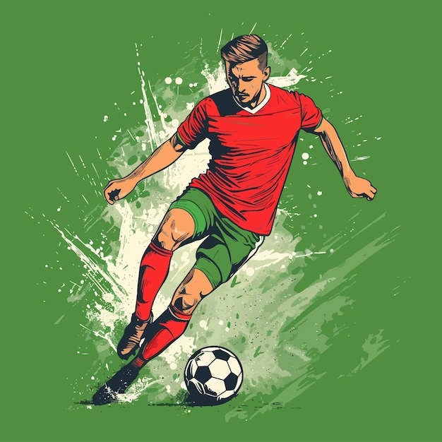 Vector a soccer player with a red jersey and the word quot soccer quot on the bottom