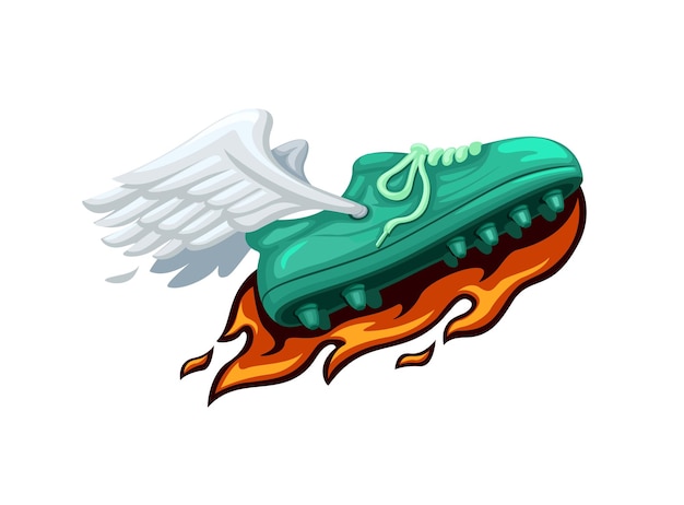 Soccer Shoes Fire with Fly Wing Mascot Logo Symbol cartoon illustration vector