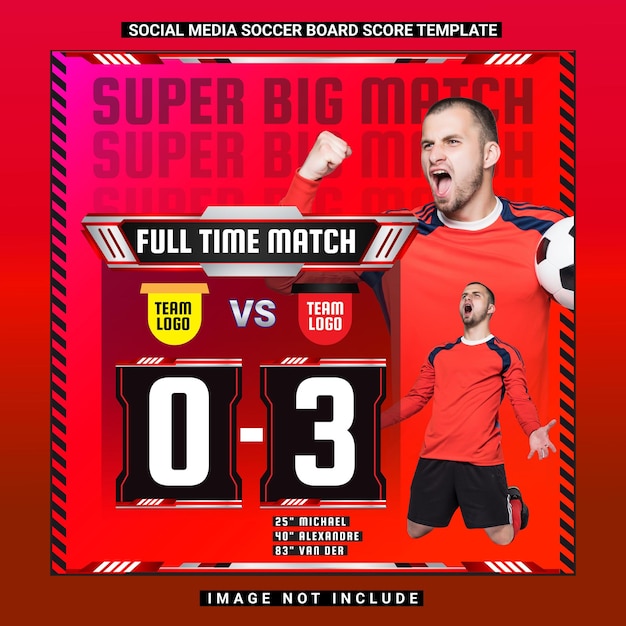 SOCCER SOCIAL MEDIA SCORE FULLTIME LOWER THIRD SPORT BIG MATCH FOOTBALL TEAMS CHAMPIONSHIP BACKGROUND TEMPLATE