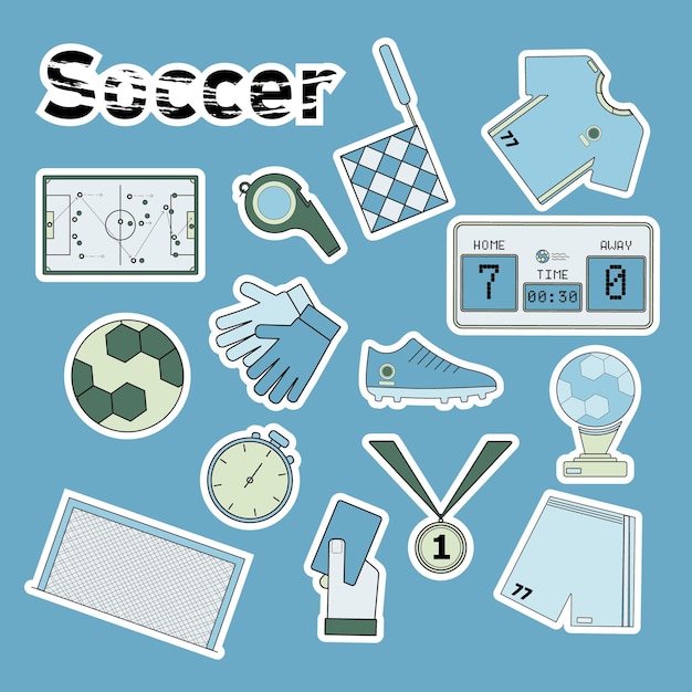 Vector soccer stickers are blue