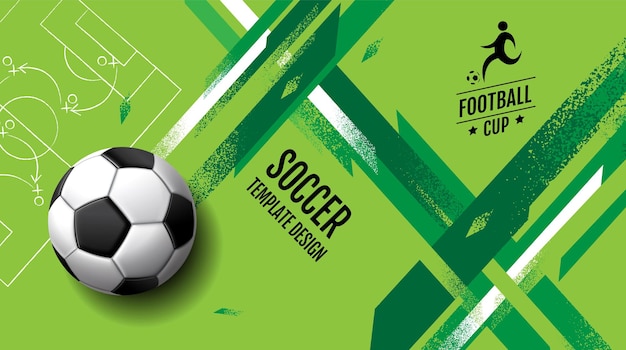 Soccer Template design Football banner Sport layout design green Theme vector