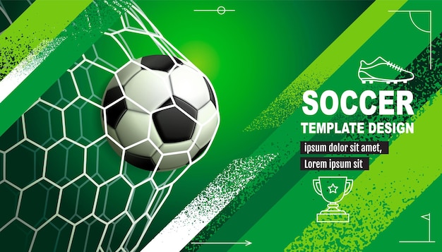 Soccer Template design Football banner Sport layout design green Theme vector