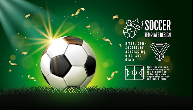 Soccer Template design Football banner Sport layout design green Theme vector