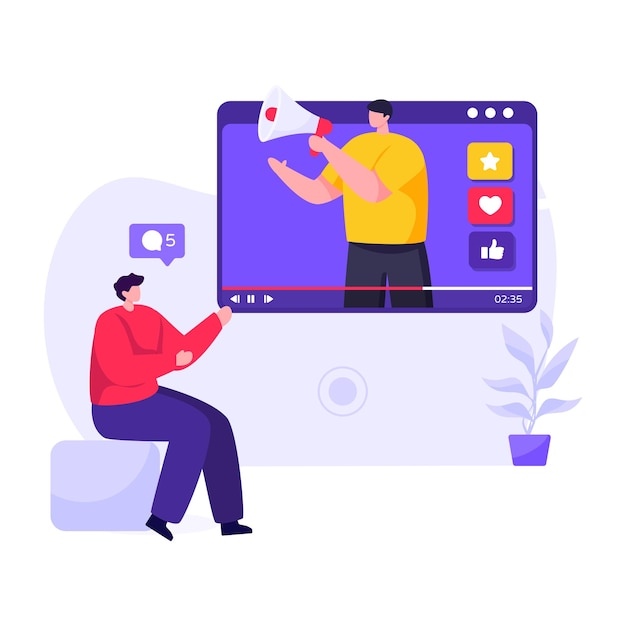 Social advertising in flat illustration design