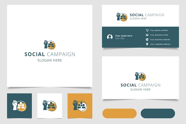 Social campaign logo design with editable slogan branding