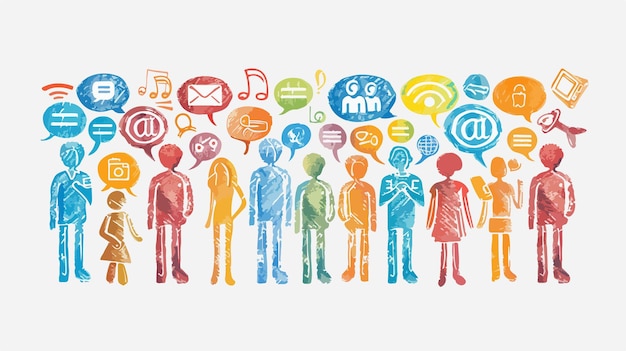 Social Communication Human Figures Illustration