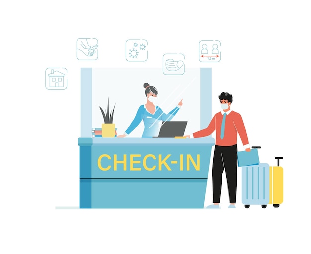 Social distance in new normal life at airport