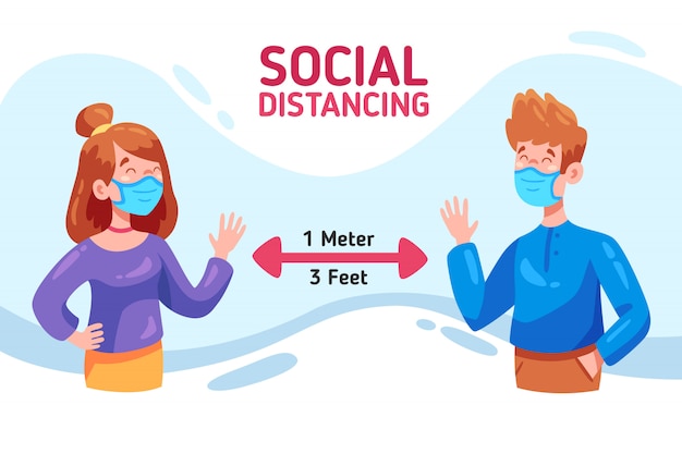 Social distancing concept illustration