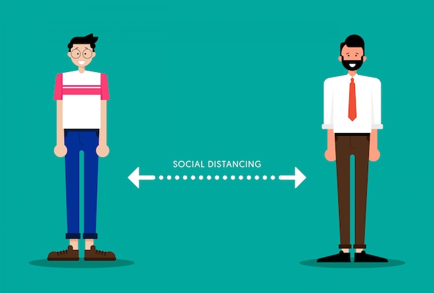 Social distancing concept, people keep distance away from each other to limit spread of  COVID-19 or Coronavirus