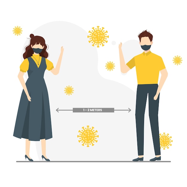 Social distancing concept Premium Vector