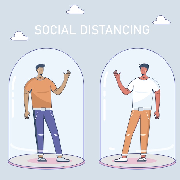 Vector social distancing. keep the 1-2 meter distance