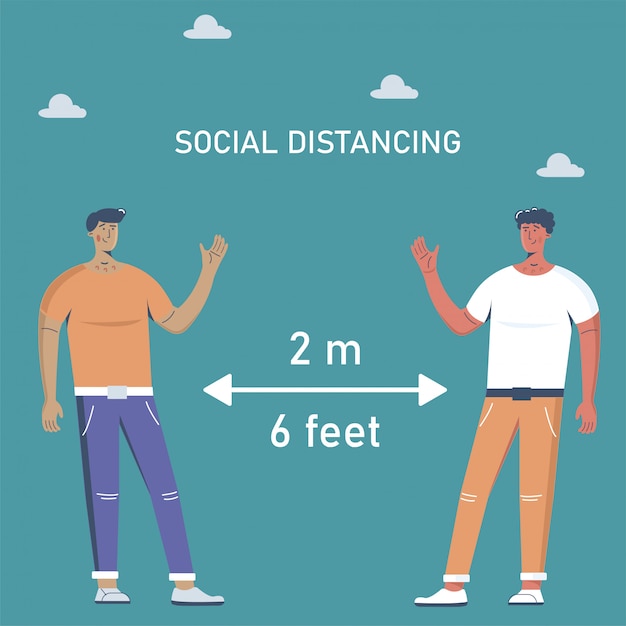 Vector social distancing. keep the 1-2 meter distance