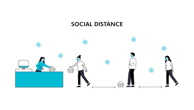 Social distancing keep distance in public society people to protect from COVID19 coronavirus