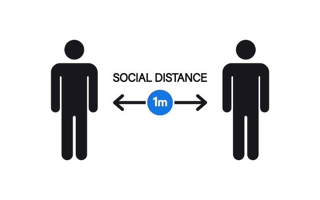 Social Distancing. Keep safe distance sign. Keep the 1 meter distance. Steps to protect yourself during Coronavirus spreading to decrease virus transmission. Coronavirus, COVID-19 Preventive measures