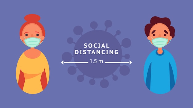 Social distancing Love couple keeping distance Reduce the risk infection  and disease concept crisis situation that experiencing around the world due to the coronavirus Coronavirus 2019-ncov.