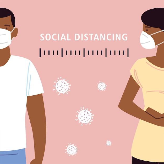 Social distancing, people keeping distance for infection risk and disease