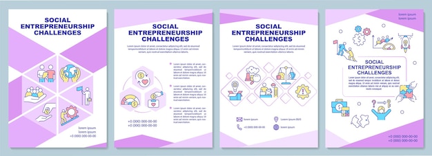 Social entrepreneurship challenges brochure template. Flyer, booklet, leaflet print, cover design with linear icons. Vector layouts for presentation, annual reports, advertisement pages