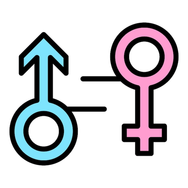 Vector social gender equality icon outline vector equal rights community balance color flat