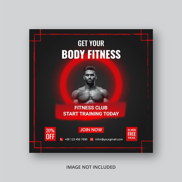 social Gym fitness media post template eps