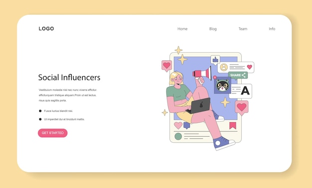 Social Influencers Flat Vector Illustration