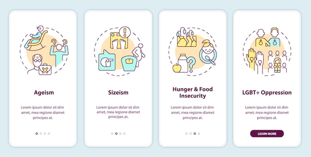 Social injustice examples onboarding mobile app screen