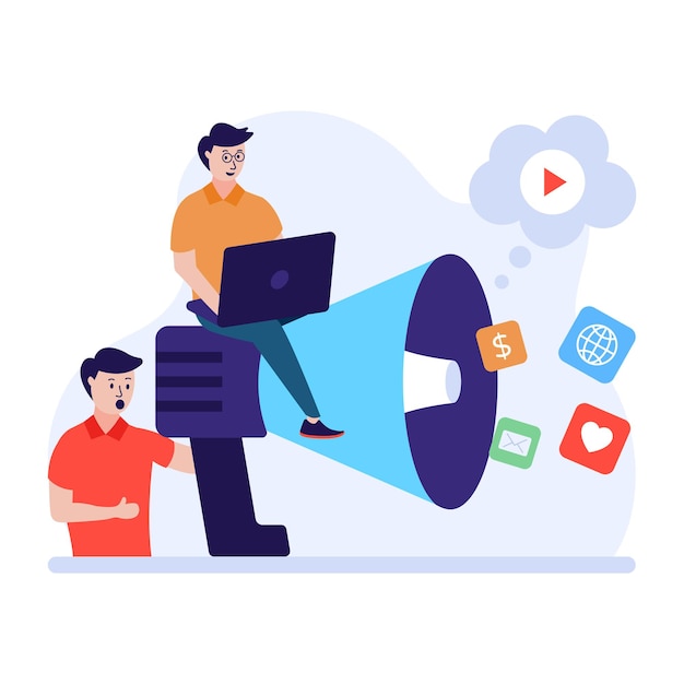 A social marketing flat illustration design