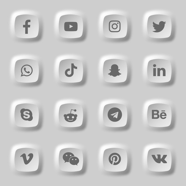 Social media 3d icons and logos collection pack