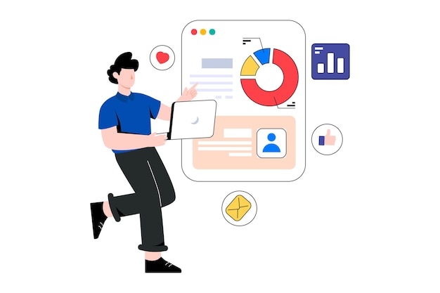 Social Media Analytics flat style design vector illustration. stock illustration