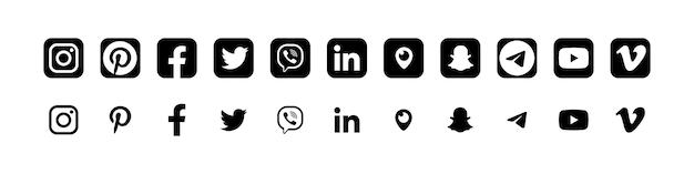 Social media app icon set Instagram Facebook Youtube Twitter Vector Ukraine Zaporizhzhia March 24