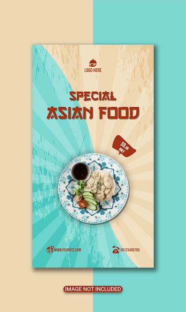 social media asianfood menu poster or instagram food menu post design premium vector