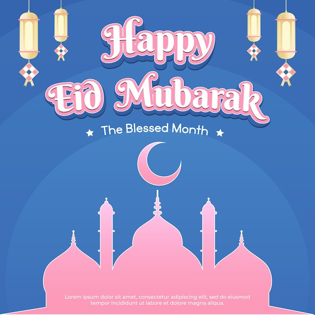 Social Media Banner Eid Mubarak Eid Theme The Blessed Month Cairo Istanbul turkey Arab vector